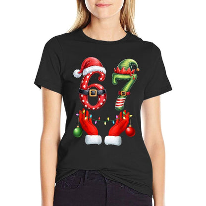 Funny 67 Christmas 6 7 Meme Pajamas Holiday Gen Alpha Slang  Vintage-inspired T-Shirt