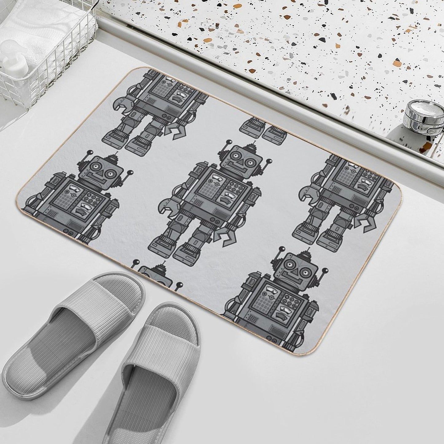Vintage Robot  Stain-Proof Bath Mat