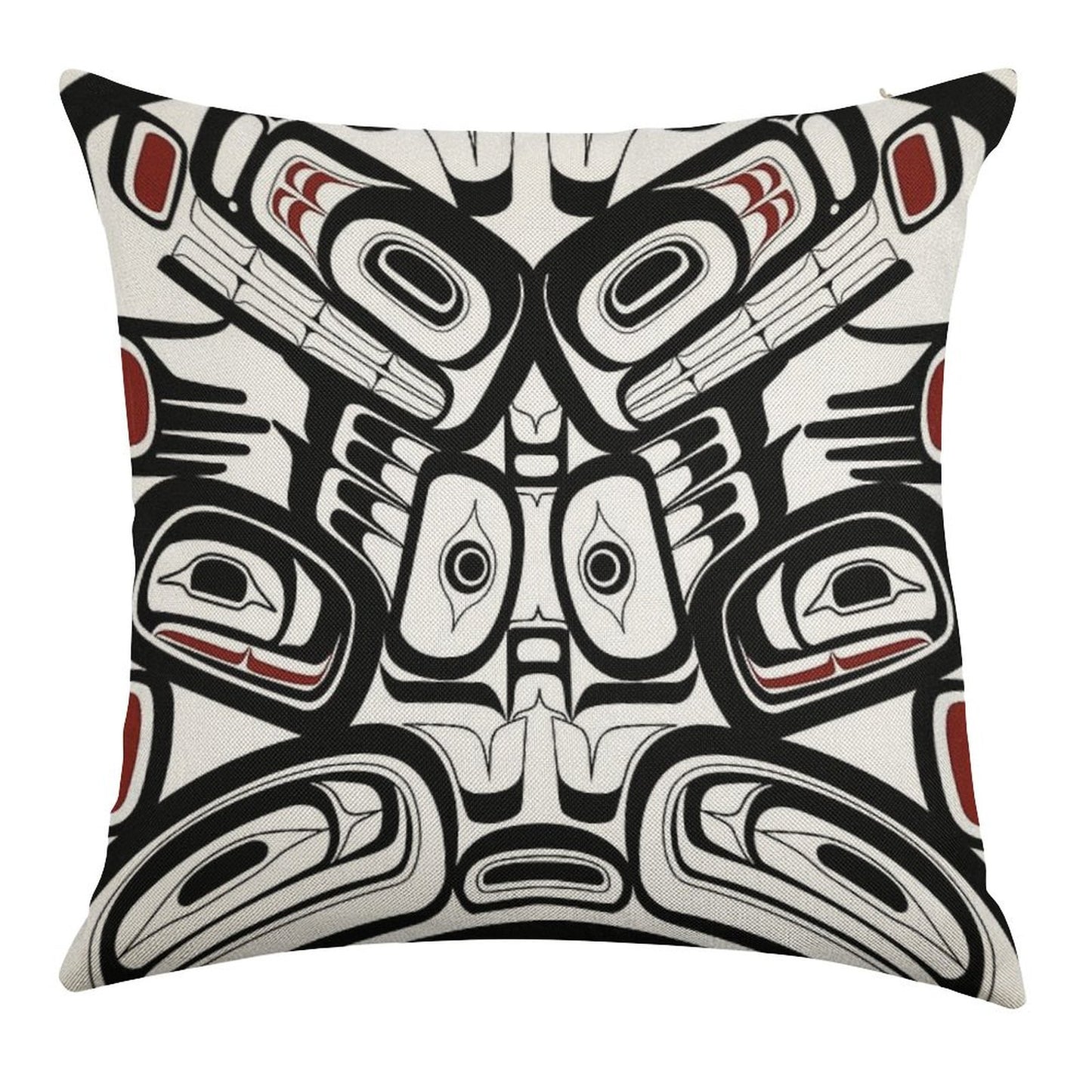 Pacific Northwest Orca Raven Bear Totem Formline Hiada Salish Style First Nations Native American Linen Throw Pillow Cover