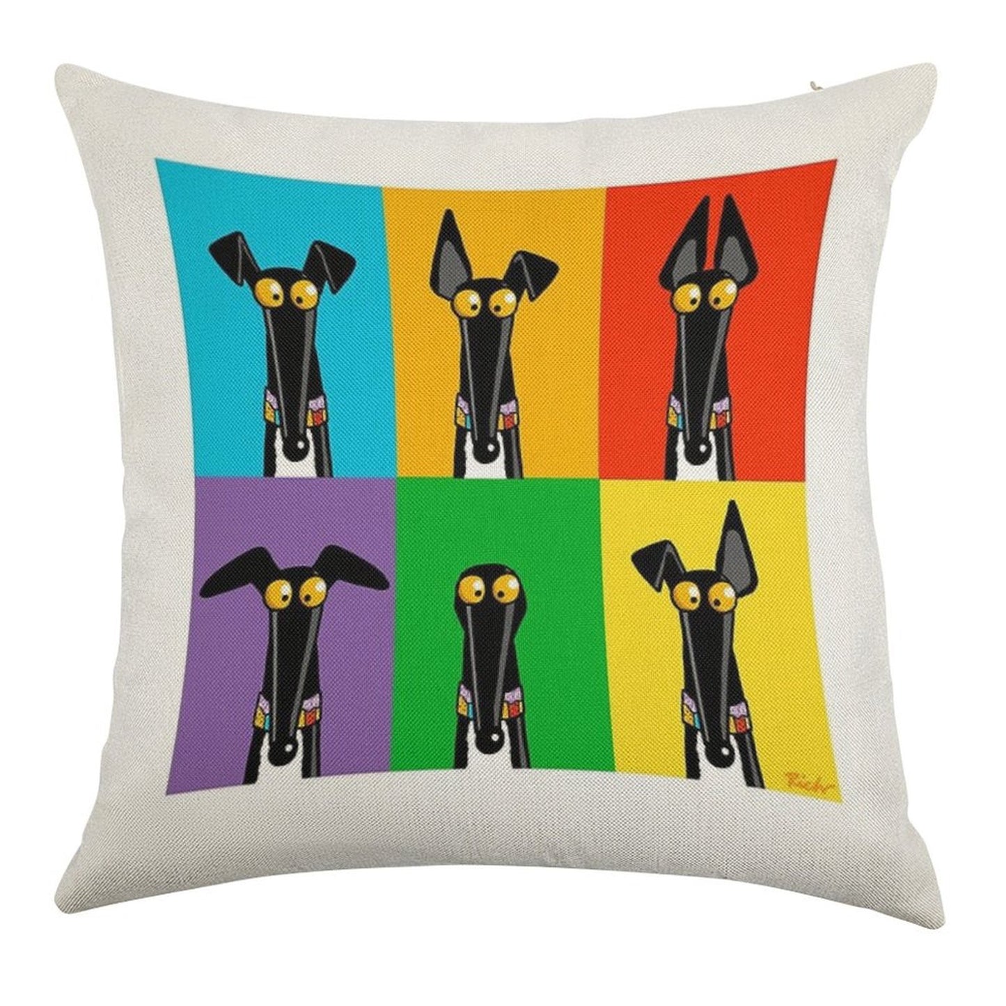 Greyhound Semaphore Linen Throw Pillow Cover