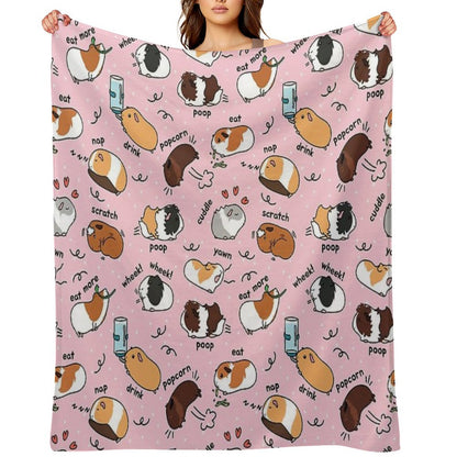 Guinea Pig Daily To-Do List - Pink Background Throw Blanket