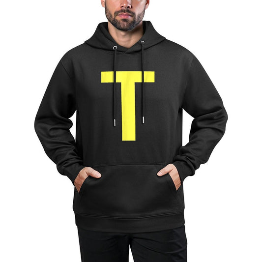 Letter T in Yellow on Green Costume Halloween Party Customizable Surface Hoodie