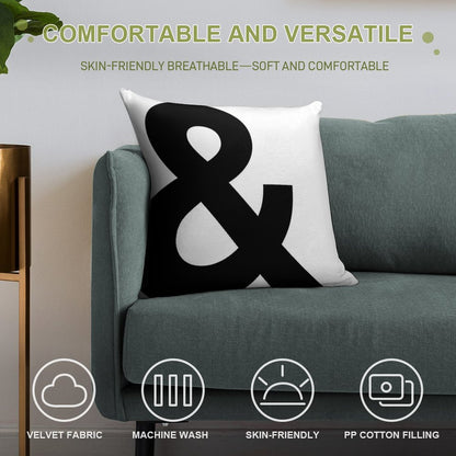 Ampersand Soft Decorative Cover Throw Pillow