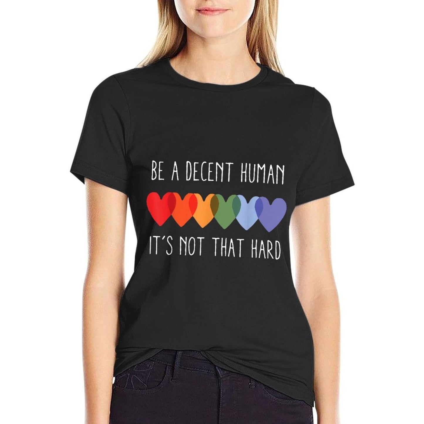 LGBT Heart Retro Be A Decent Human It's Not That Hard  Relaxed-fit T-Shirt
