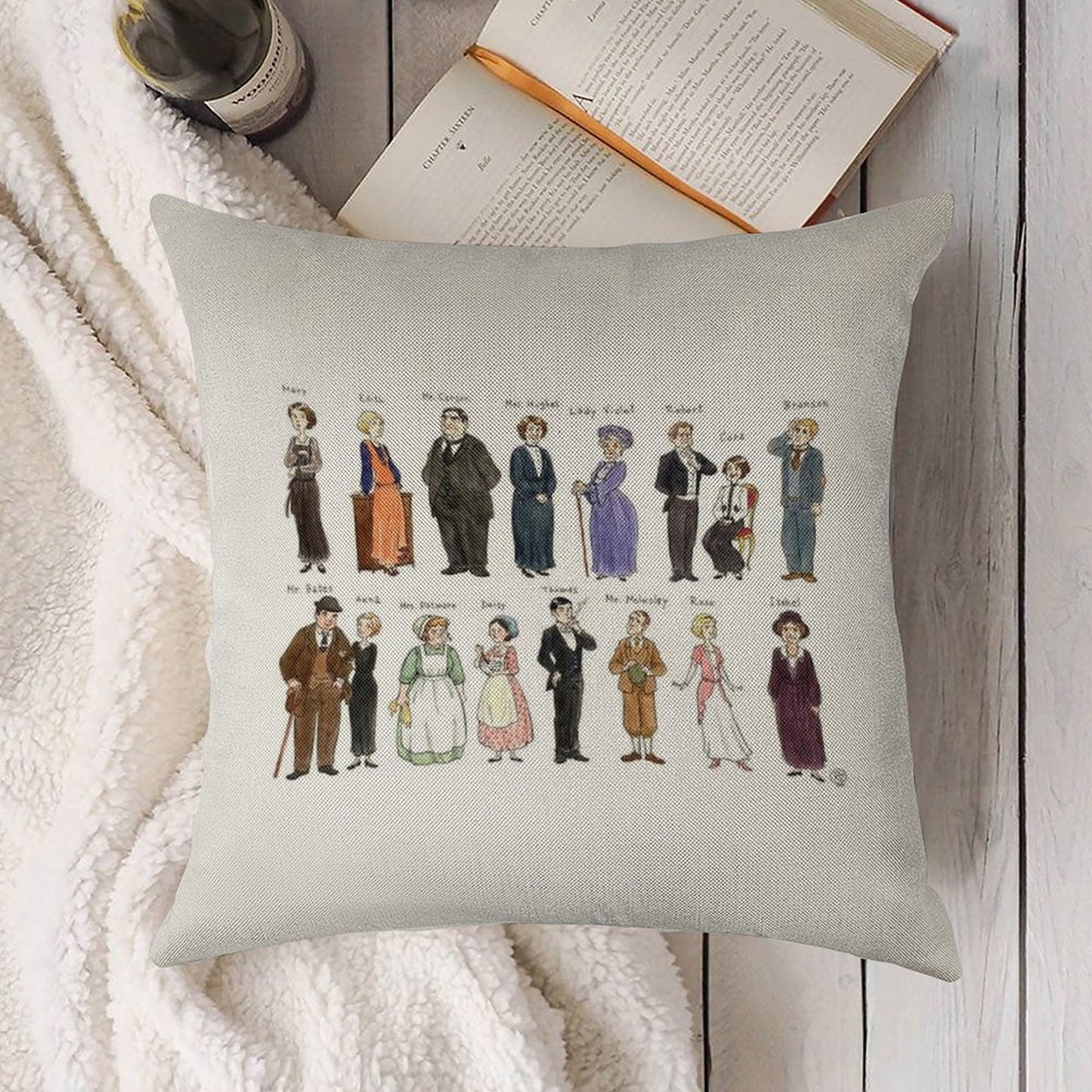 Downton A. Portraits Linen Throw Pillow Cover