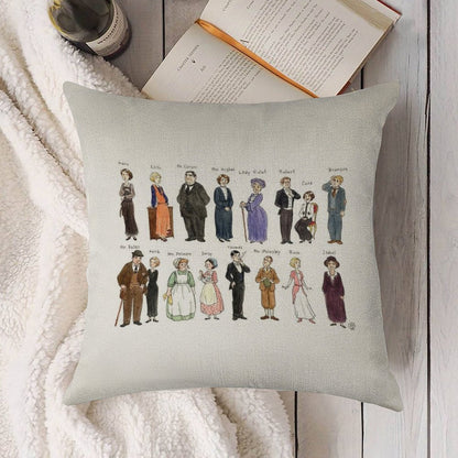 Downton A. Portraits Linen Throw Pillow Cover