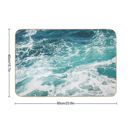 Blue Ocean Waves Bath Mat