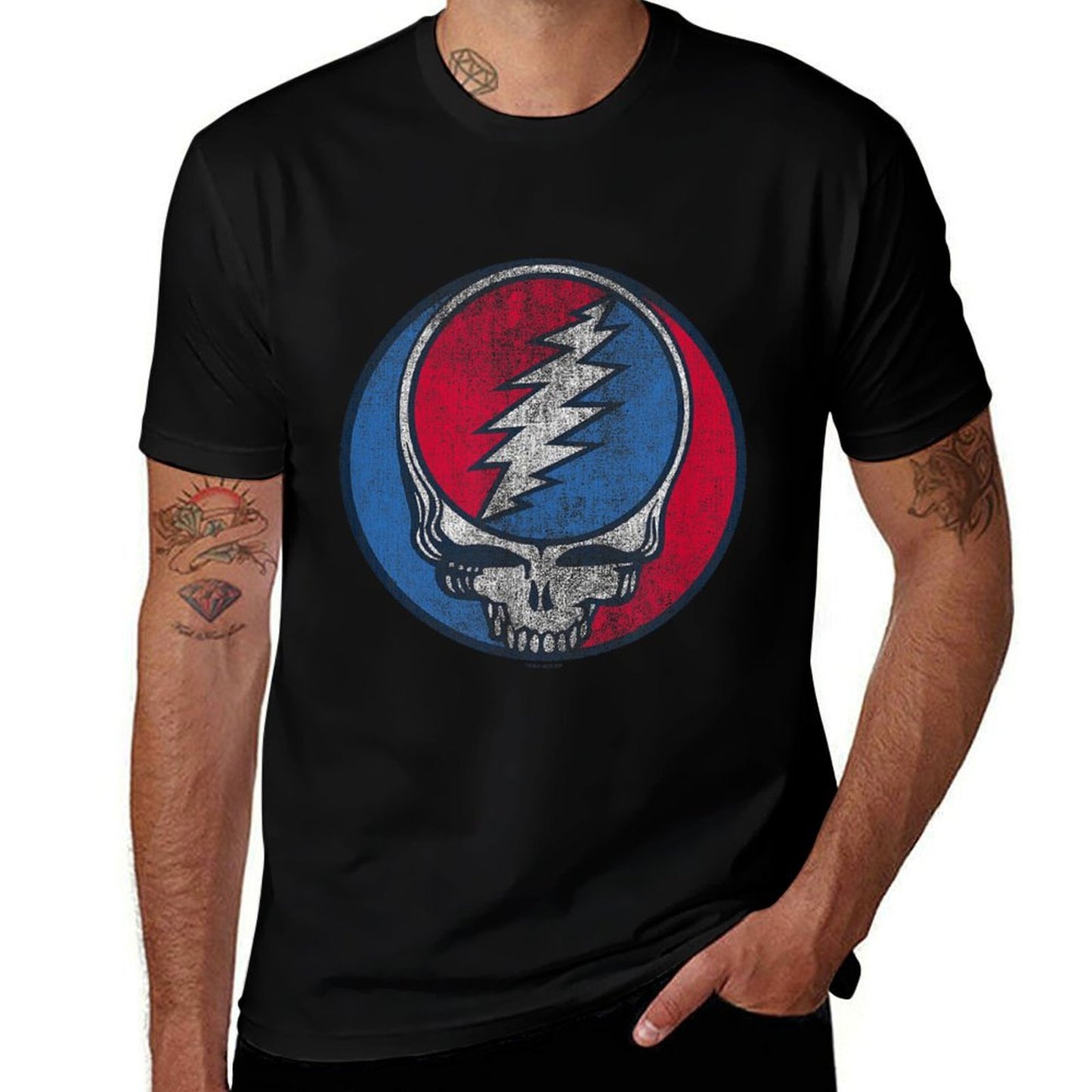Grateful Dead Distressed Steal Your Face Logo Vintage Band  Vintage-inspired T-Shirt