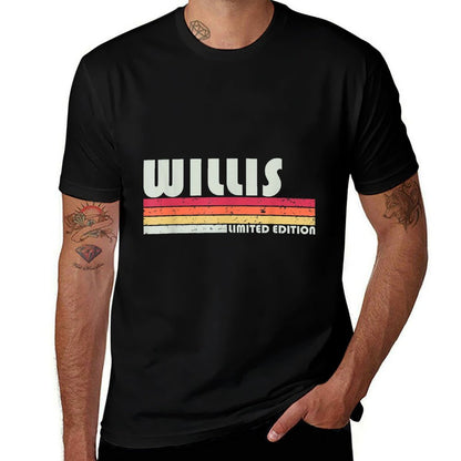 WILLIS Surname Funny Retro Vintage 80s 90s Birthday Reunion  Wrinkle-resistant T-Shirt
