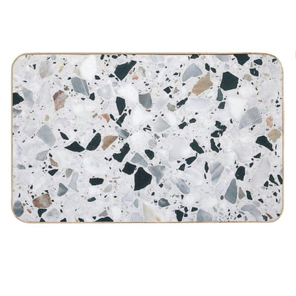 Terrazzo Black, White, Grey And Bronze Bath Mat