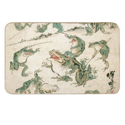 Battle Of The Frogs - Kawanabe Kyosai Durable Bath Mat