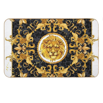 Golden Lion And Damask Ornament Bath Mat