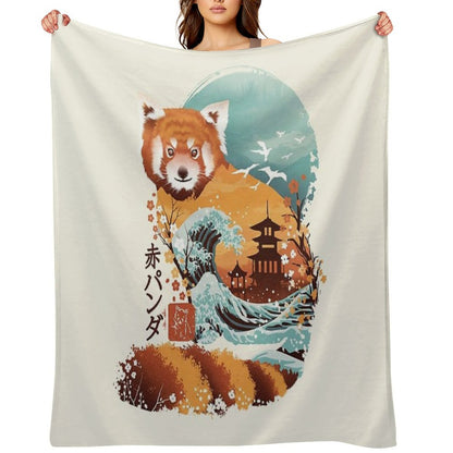 Ukiyo E Red Panda Throw Blanket