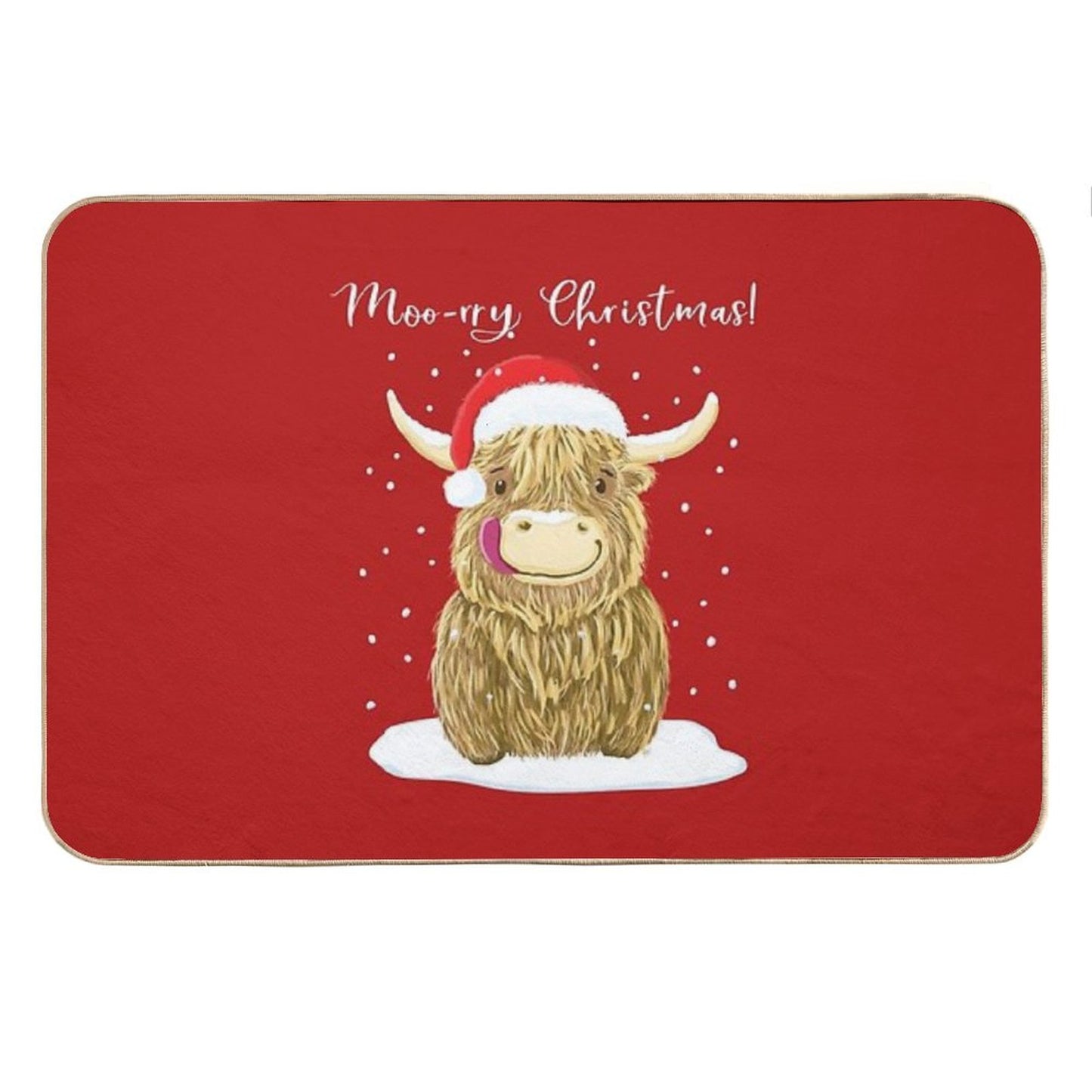Scottish Highland Cow, Moo-rry Christmas Wee Hamish Bath Mat