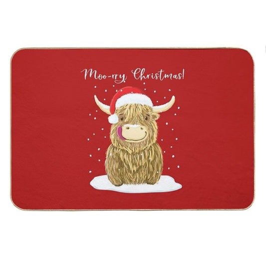 Scottish Highland Cow, Moo-rry Christmas Wee Hamish Bath Mat
