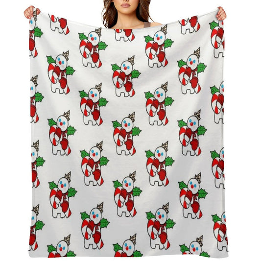 Mr. Bingle with Candy Cane Throw Blanket