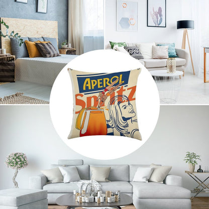 Aperol Spritz Art Print Linen Throw Pillow Cover
