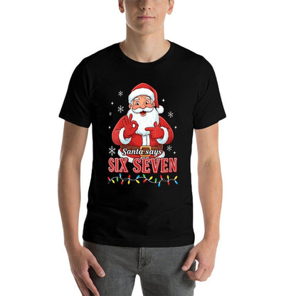 Womens Funny Christmas Santa Says Six Seven 67 Meme Christmas 67  Trendy Pattern T-Shirt