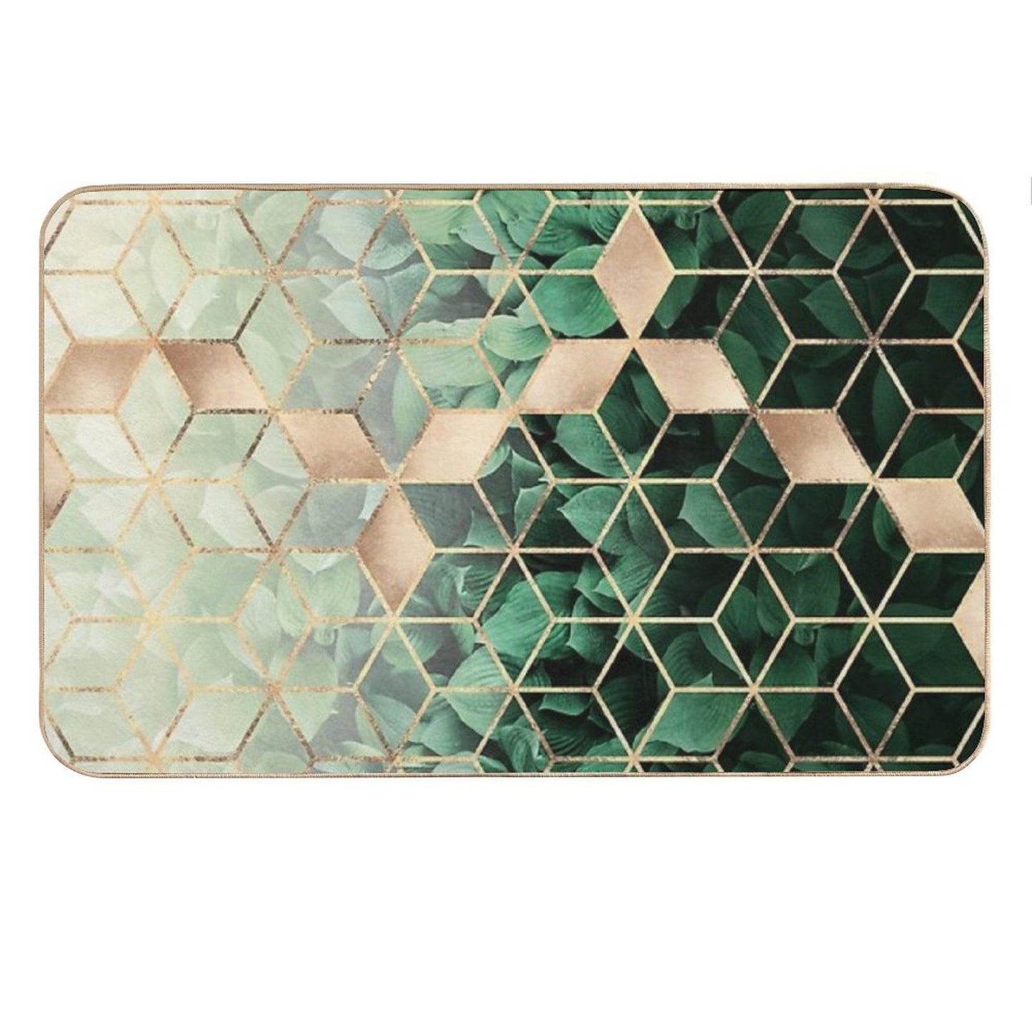 Leaves And Cubes Bath Mat