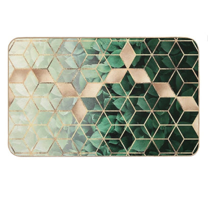 Leaves And Cubes Bath Mat