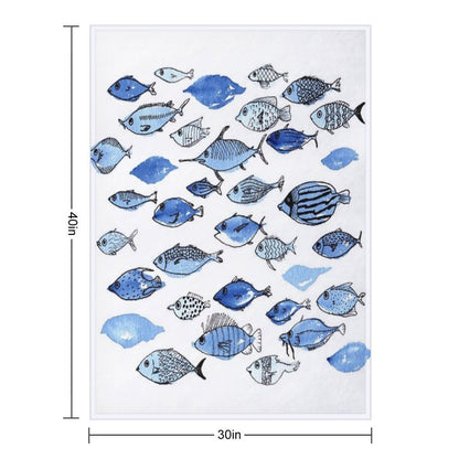 Blue Fishes Throw Blanket
