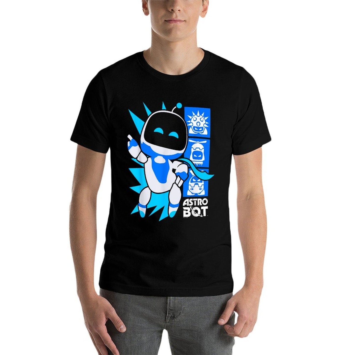 Astro Bot Rescue Mission Victory Pose Game  Ribbed Collar T-Shirt