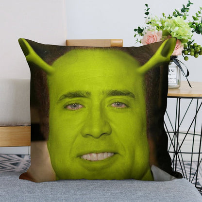 Nicolas CageShrek Linen Throw Pillow Cover