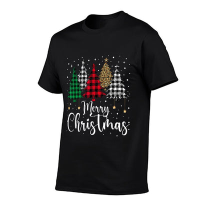Merry Christmas Tree Buffalo Plaid Red White Green Xmas Pjs  Soft T-Shirt