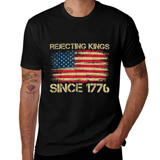 Rejecting Kings Since 1776 American Vintage  Trendy Pattern T-Shirt