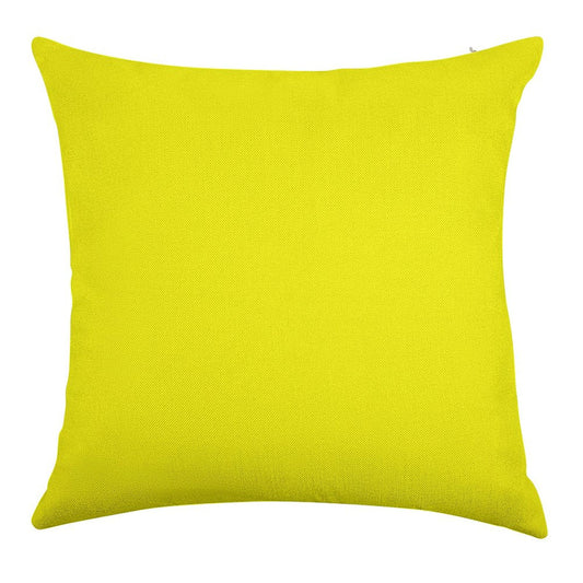 Bright Fluorescent Yellow Neon Linen Throw Pillow Cover