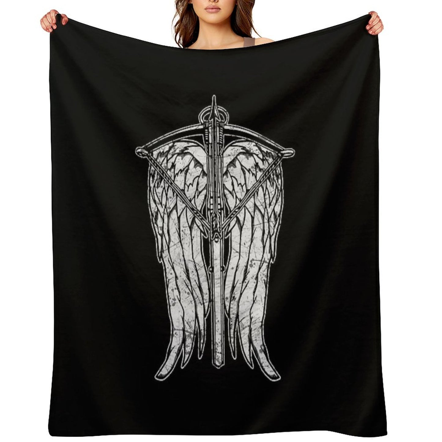 Angel Wings And Crossbow (Dirty) Throw Blanket