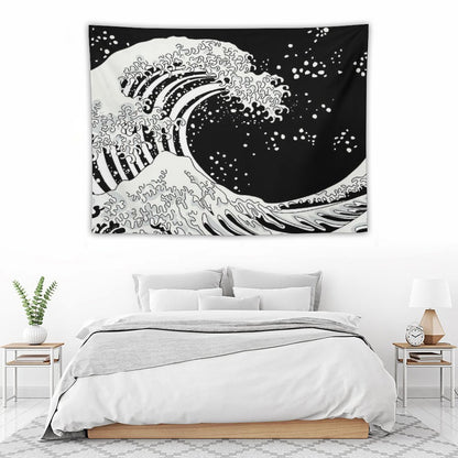 Black And White Great Wave Tapestry
