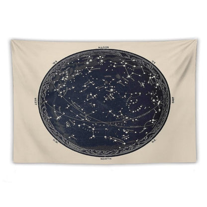 Antique Map of The Night Sky, 19th Century Astronomy Tapestry