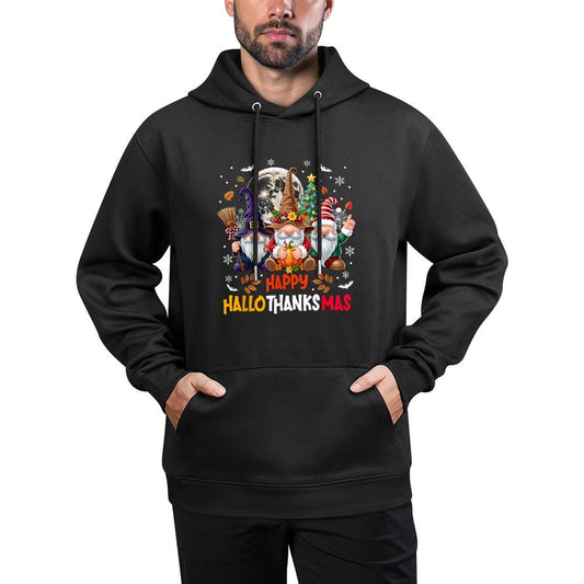 Gnome Hallothanksmas Halloween Thanksgiving Christmas Adjustable Hood Hoodie