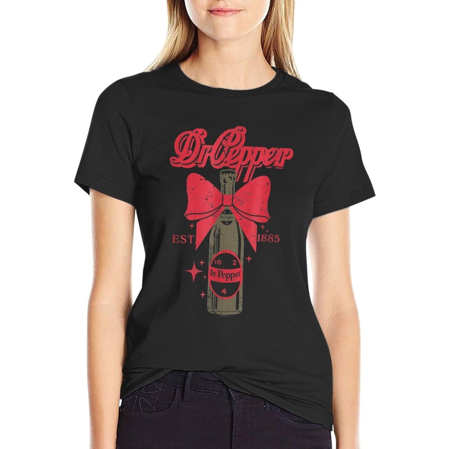 Dr. Pepper Christmas Red Bow Soda Vintage  Tagless Design T-Shirt