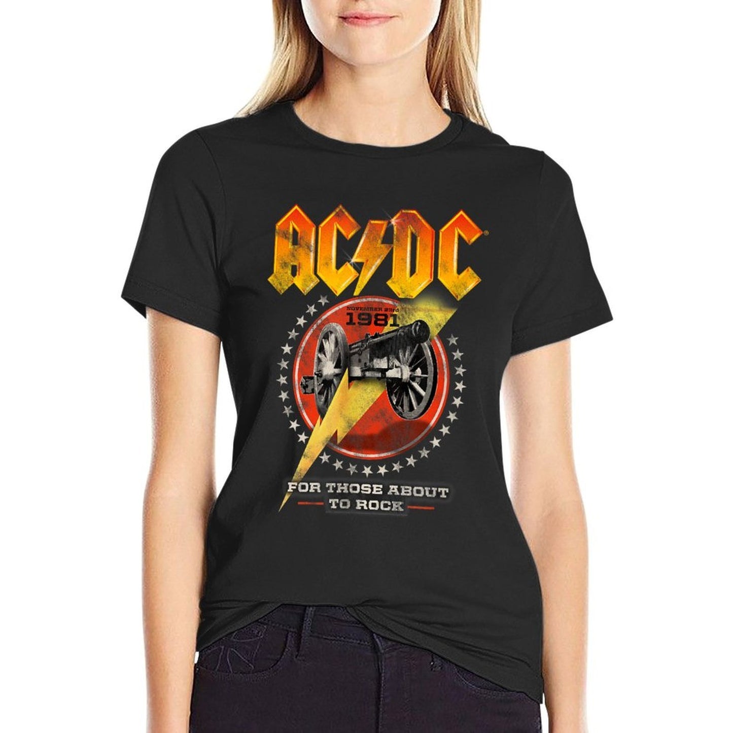 ACDC Rock Music Band For Those About To Rock 1981  Slim-fit Cut T-Shirt