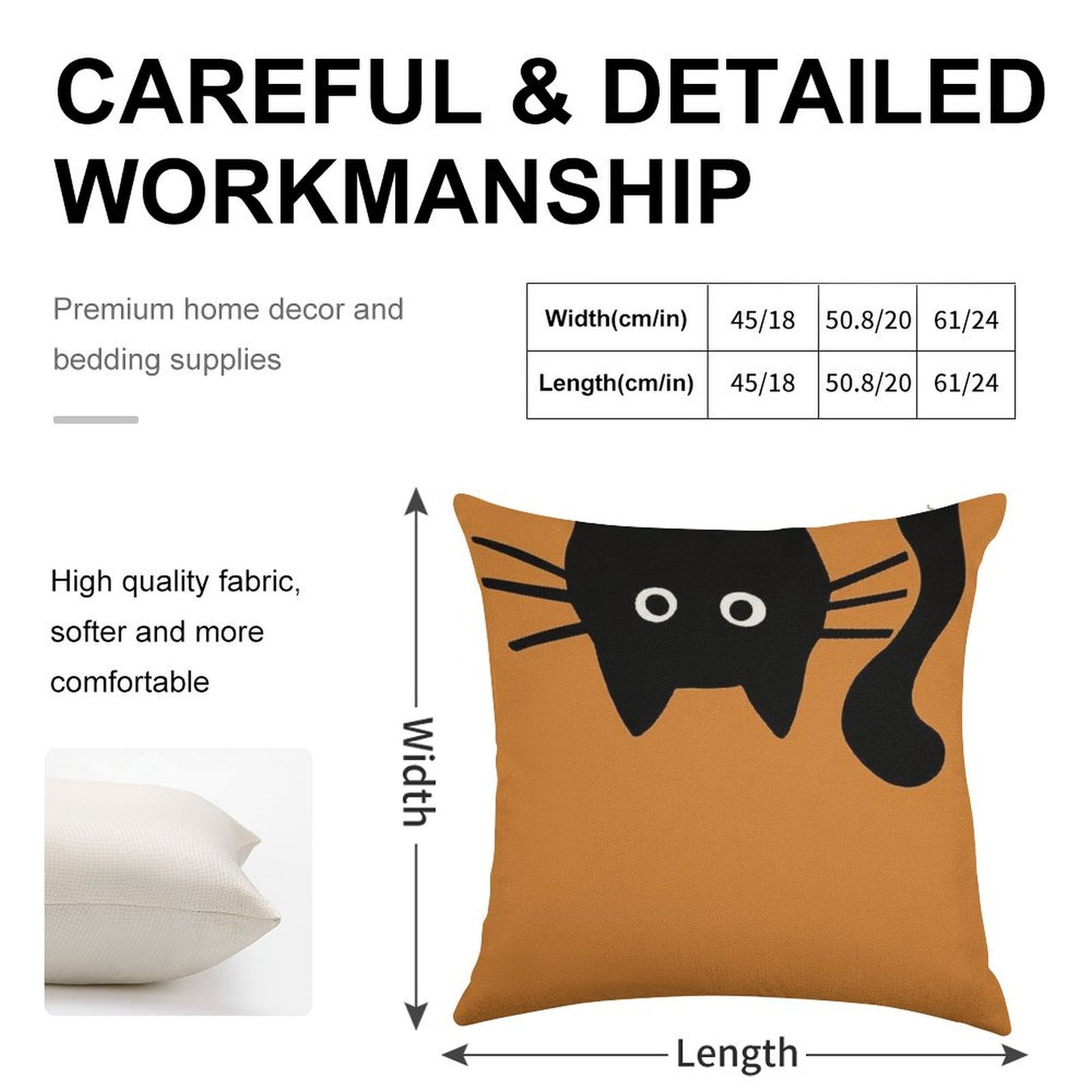 Funny Black Cat Linen Throw Pillow Cover