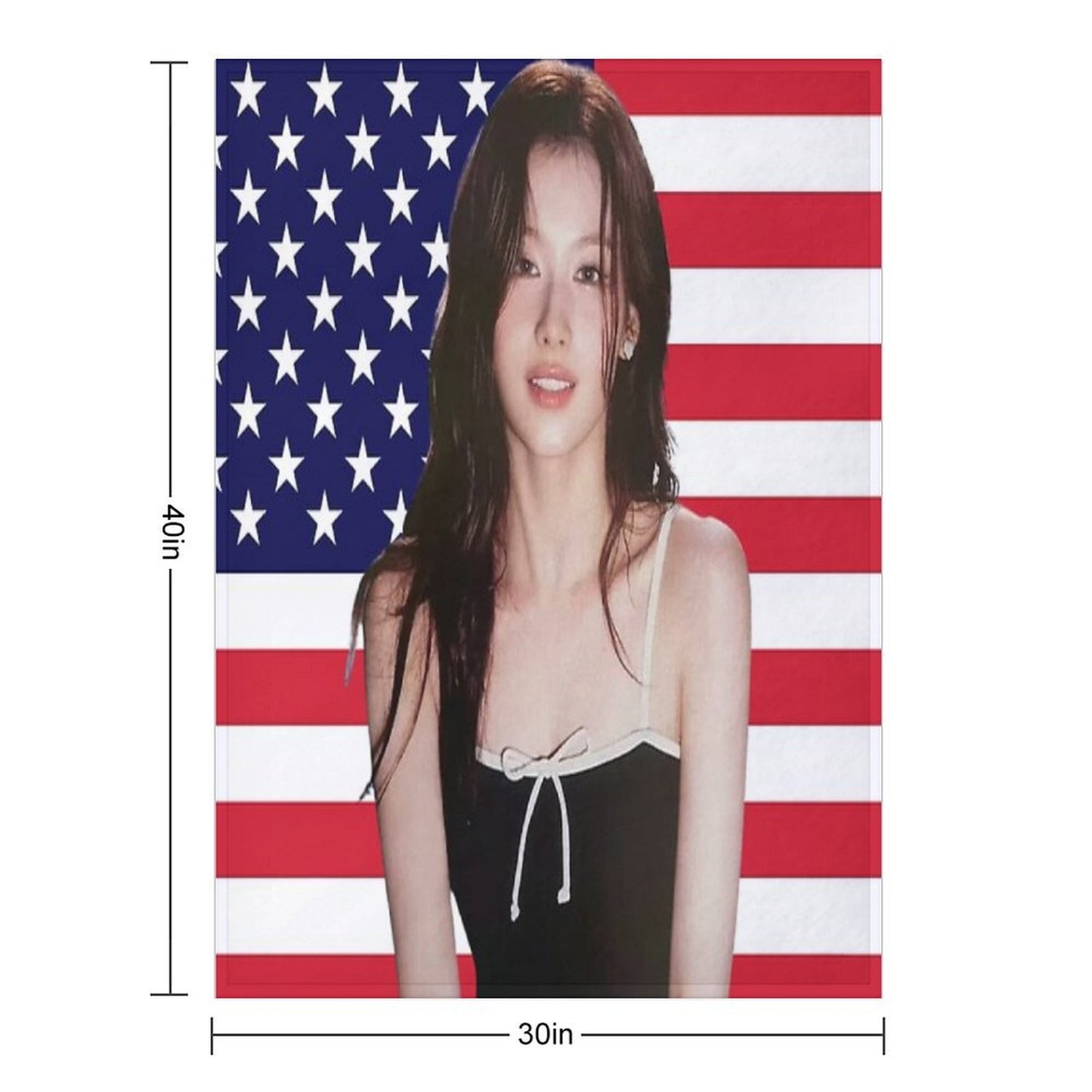 Kpop Sana Twice USA Flag Funny Kpop Throw Blanket