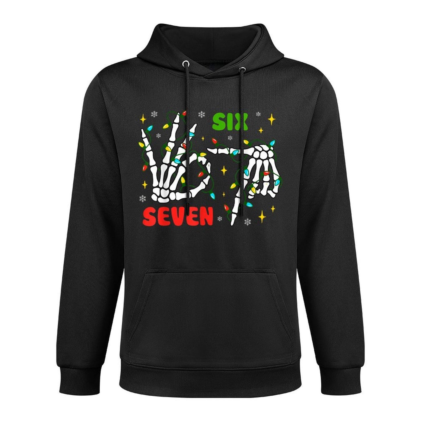Funny Xmas 67 Skeleton Hand Six Seven Meme Christmas Lights Pilling-Resistant Hoodie