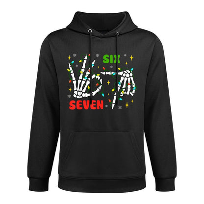Funny Xmas 67 Skeleton Hand Six Seven Meme Christmas Lights Pilling-Resistant Hoodie
