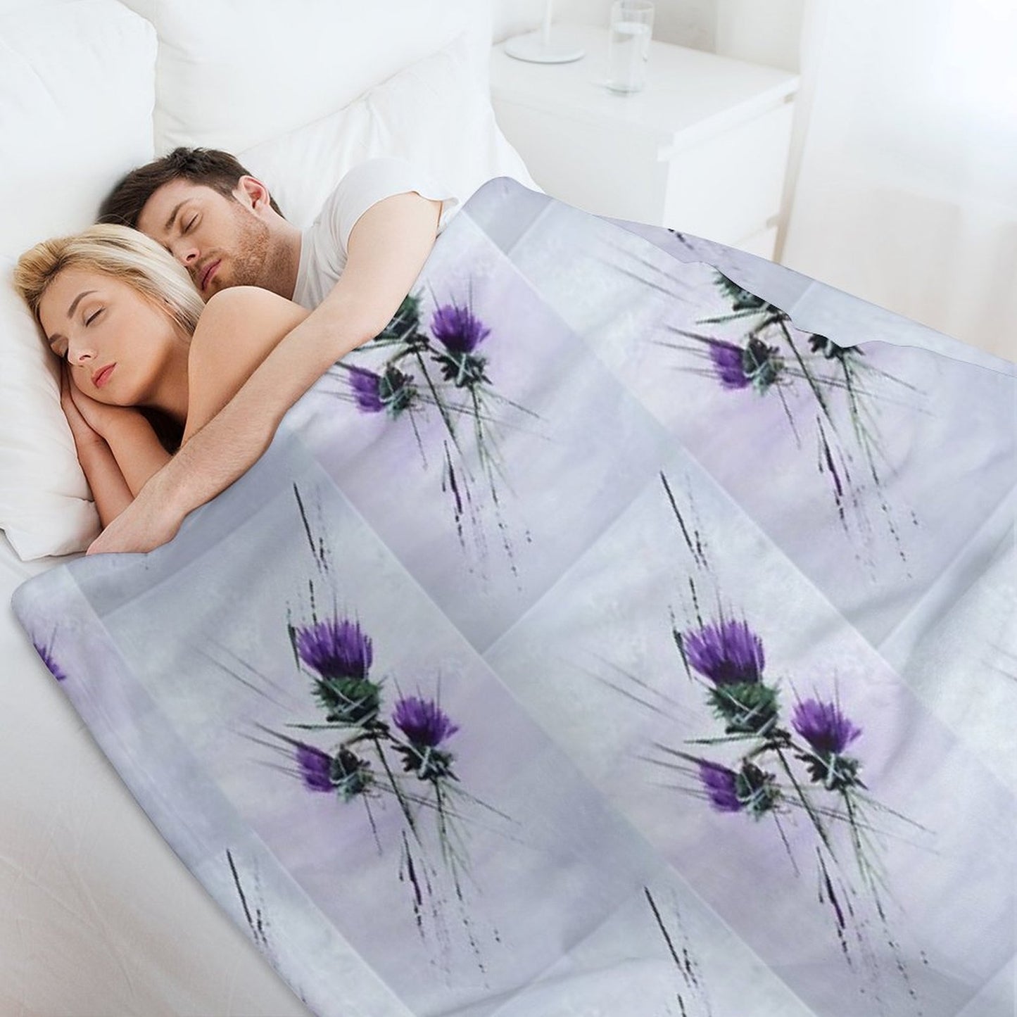 Scottish Thistles Artwork in A Contemporary Style Throw Blanket