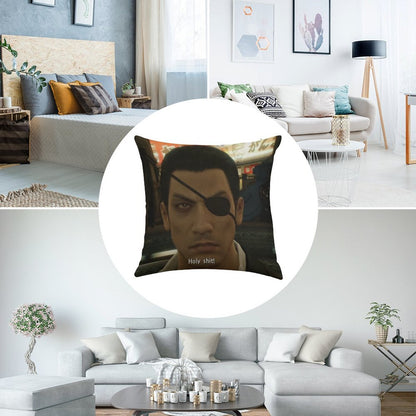 Yakuza Majima Holy Sht Linen Throw Pillow Cover