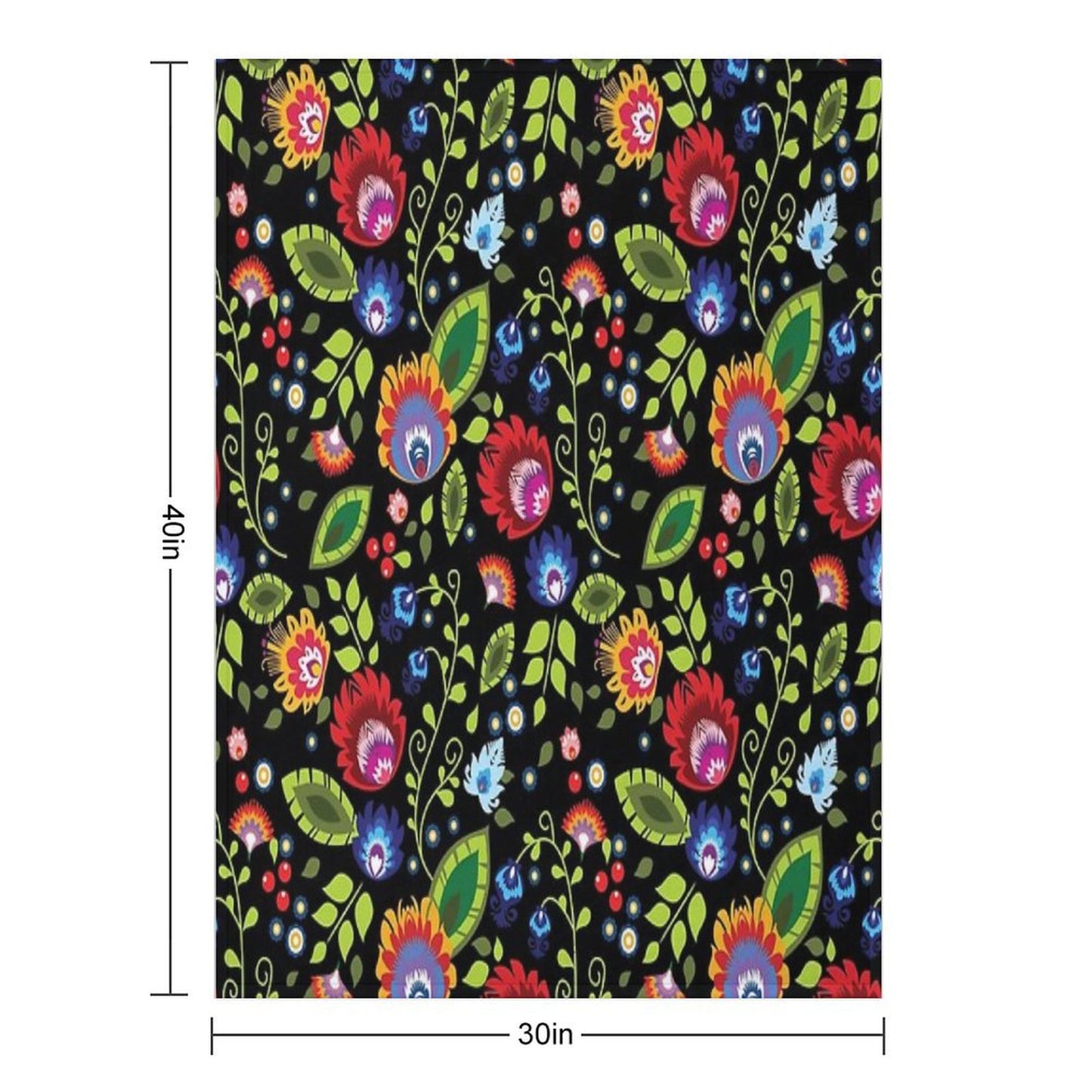 Polish Folklore - Beautiful Composition on Black Throw Blanket