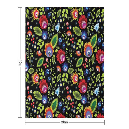 Polish Folklore - Beautiful Composition on Black Throw Blanket