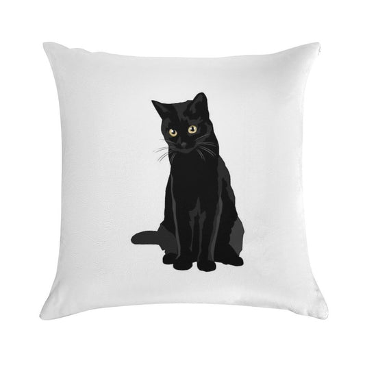 Black Cat Soft Bedroom Essential Throw Pillow