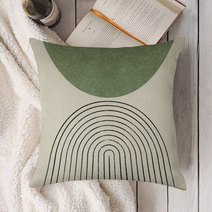 Arch Balance Green - Mid Century Modern Linen Throw Pillow Cover