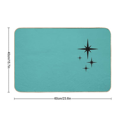 1950s Atomic Age Retro Starburst in Turquoise And Black Bath Mat