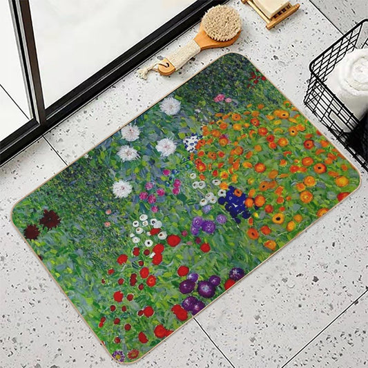 GUSTAV KLIMT  Vintage 1918 Bauerngarten Flower Garden Print Bath Mat