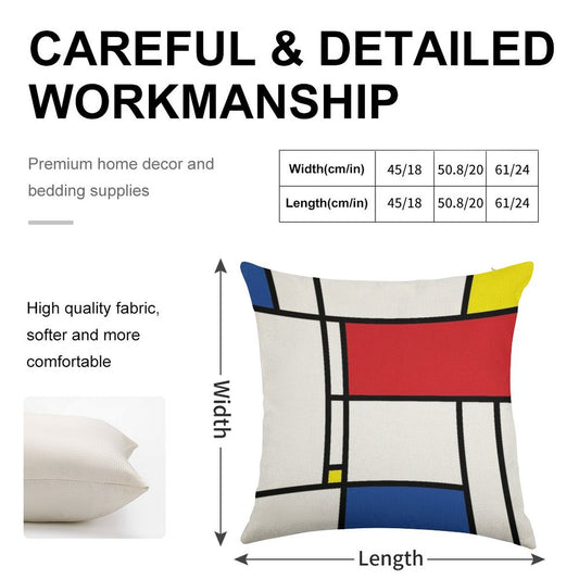 Mondrian Minimalist De Stijl Modern Art © Fatfatin Linen Throw Pillow Cover