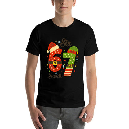 Funny 67 Christmas Kids Adults Santa Elf Meme Six Seven  Slim-fit Cut T-Shirt